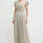 Nissa rochie culoarea auriu, maxi, evaza??i, RS14818