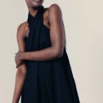 MUUV. rochie in bumbac TYE culoareinegru, maxi, evazati