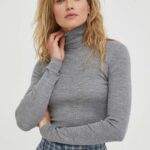 Day Birger et Mikkelsen pulover de lana Sierra femei, culoarea gri, light, cu guler