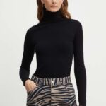 MAX&Co. pulover femei, culoarea negru, light, cu guler, 2418364994200