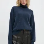 Samsoe Samsoe pulover de lana NOLA femei, culoarea bleumarin, light, cu guler, F18322002