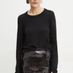 BOSS pulover de lana femei, culoarea negru, light