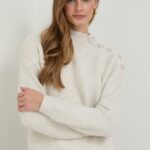 Morgan pulover din amestec de lana femei, culoarea bej, calduros, cu turtleneck