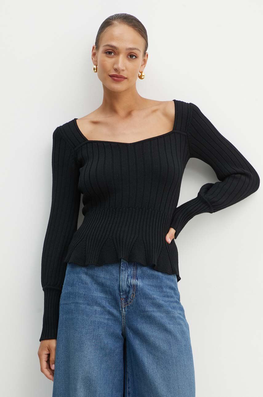 AW24-BDD07A-99X_F1 Luisa Spagnoli pulover de lana MERLATO femei, culoarea negru, light, 58426 - imagine 1