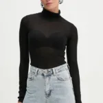 A.L.C. pulover de lana femei, culoarea negru, light, cu guler, 7SWTP00617
