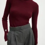 A.L.C. pulover de lana Jett femei, culoarea bordo, light, cu guler, 7SWTP00609