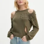 MM6 Maison Margiela pulover de lana femei, culoarea verde, light, S62NH0034.M13071