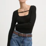 Karl Lagerfeld Jeans pulover femei, culoarea negru, 246J2002
