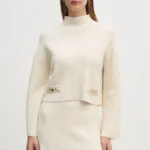 Gaudi pulover femei, culoarea bej, cu turtleneck, 421FD53024