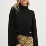 Gaudi pulover femei, culoarea negru, cu turtleneck, 421FD53024