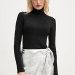 Bruuns Bazaar pulover AnemonesBBBatildas knit femei, culoarea negru, cu guler, BBW3518