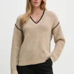 Bruuns Bazaar pulover SimonaBBBenia knit femei, culoarea bej, calduros, BBW4100