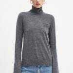 Iceberg pulover de lana femei, culoarea gri, light, cu guler, A008 9000