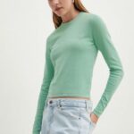 HUGO pulover de bumbac culoarea verde, light, 50514296