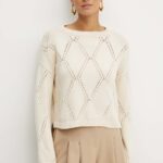 Weekend Max Mara pulover femei, culoarea bej, 2425366161600