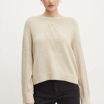 Armani Exchange pulover de bumbac culoarea bej, 6DYM1C YMZ1Z