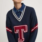 Tommy Jeans pulover femei, culoarea albastru marin, light, DW0DW18519