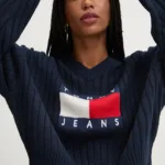 Tommy Jeans pulover femei, culoarea albastru marin, light, DW0DW18528