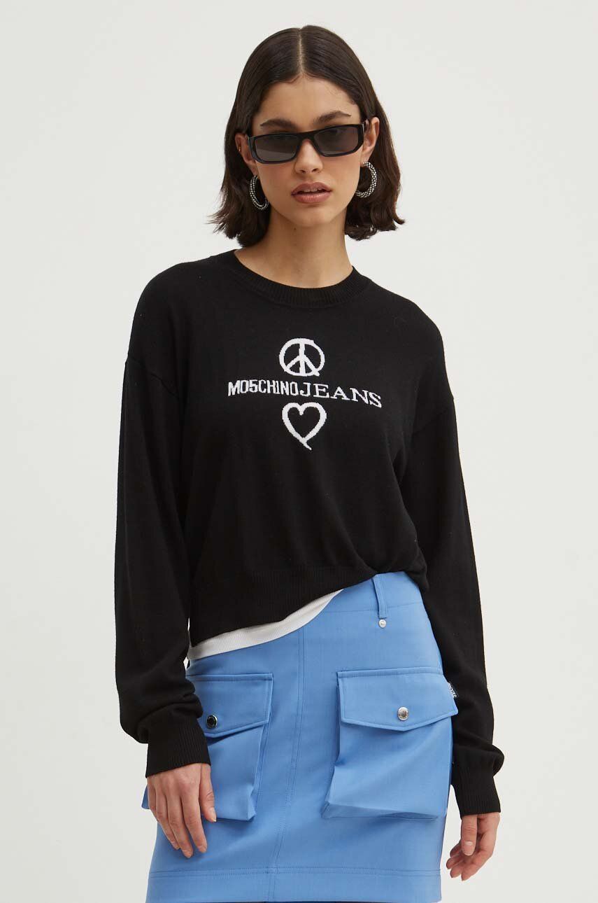 AW24-SWD09W-99X_F1 Moschino Jeans pulover de lana femei, culoarea negru, light, 0932.8203 - imagine 1