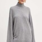 Elisabetta Franchi pulover de lana femei, culoarea gri, light, cu guler, MK65S46E2