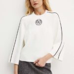 Elisabetta Franchi pulover din amestec de lana femei, culoarea alb, light, MK70S46E2