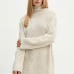 Marc O'Polo pulover de bumbac culoarea bej, cu turtleneck, 409605960475