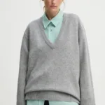 Herskind pulover de lana Dicte femei, culoarea gri, 5337974
