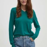 United Colors of Benetton pulover femei, culoarea verde, light, 103CD10BE