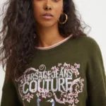 Versace Jeans Couture pulover din amestec de lana femei, culoarea verde, 77HAFM12 CMF18