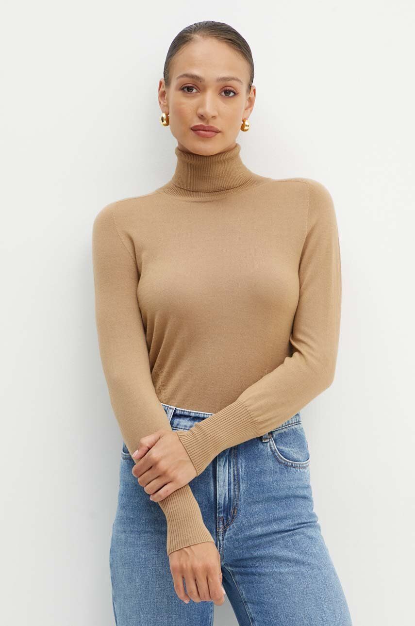 AW24-SWD0HO-80X_F1 Luisa Spagnoli pulover de lana MANOS D femei, culoarea bej, light, cu guler, 58439 - imagine 1