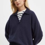 Weekend Max Mara pulover de lana femei, culoarea albastru marin, 2425366152600