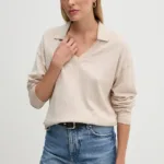 Pepe Jeans pulover din amestec de lana ISELA POLO femei, culoarea bej, light, PL702222