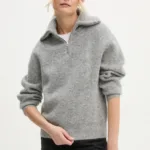 Samsoe Samsoe pulover de lana SAANOUR femei, culoarea gri, calduros, cu turtleneck, F24300038