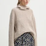 Samsoe Samsoe pulover de lana SAZLATA femei, culoarea bej, cu guler, F24300050