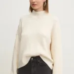 Abercrombie & Fitch pulover din amestec de lana femei, culoarea bej, cu turtleneck, KI150-4238