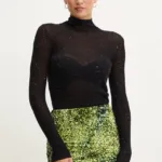 Marella pulover de lana femei, culoarea negru, light, cu turtleneck, 2423366032200