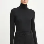 Boss Orange pulover femei, culoarea negru, light, cu guler, 50535524