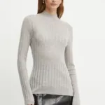 BOSS pulover de lana femei, culoarea gri, light, cu turtleneck, 50523736