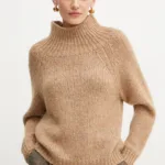 MAX&Co. pulover de lana femei, culoarea maro, cu turtleneck, 2426366024200