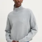 Hugo Blue pulover femei, culoarea gri, cu turtleneck, 50522508