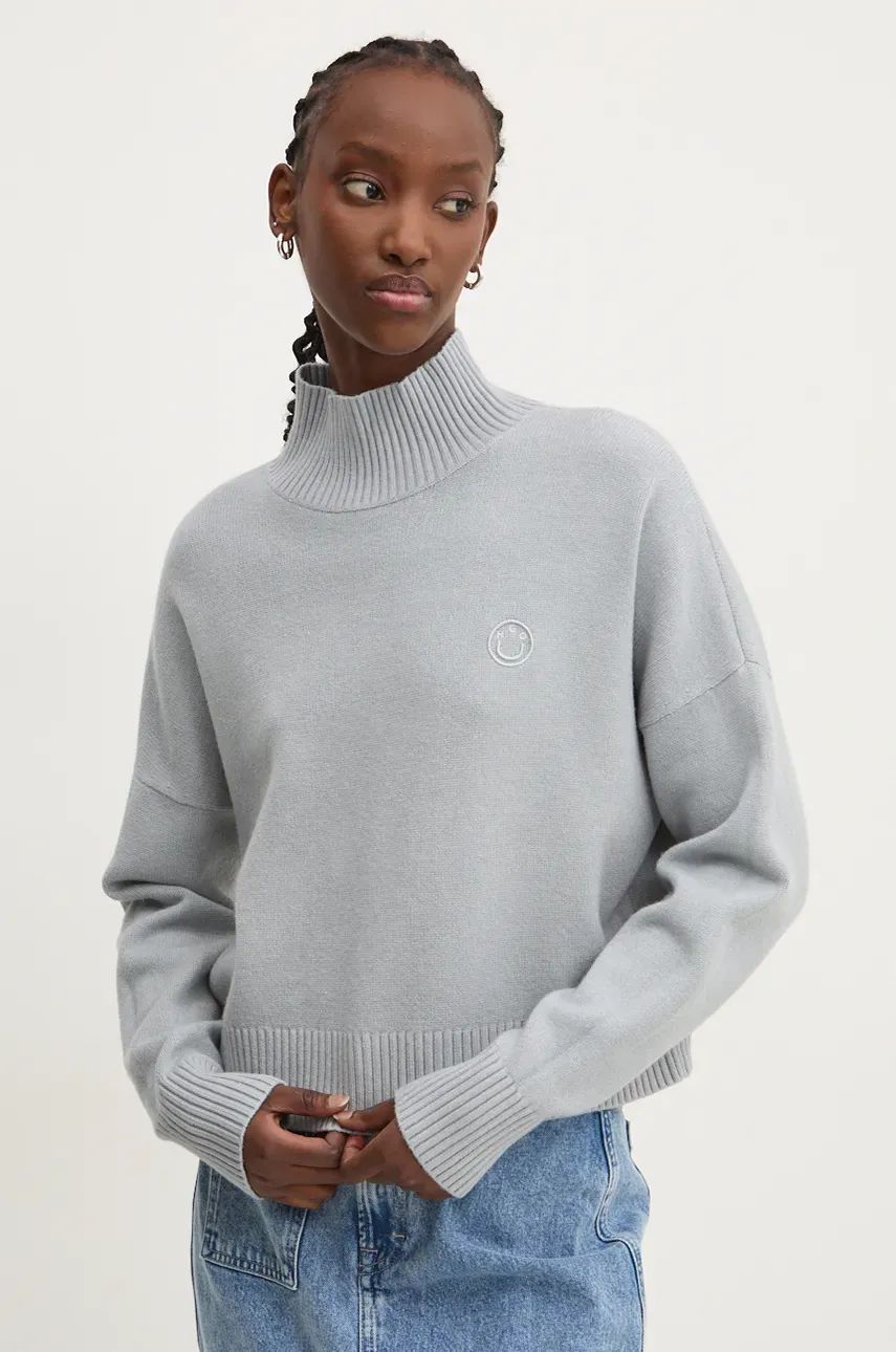 AW24-SWD127-09X_F1 Hugo Blue pulover femei, culoarea gri, cu turtleneck, 50522508 - imagine 1