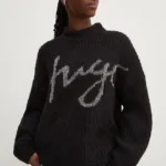 HUGO pulover femei, culoarea negru, calduros, cu turtleneck, 50522535