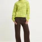 HUGO pulover din amestec de lana femei, culoarea galben, calduros, cu turtleneck, 50523160