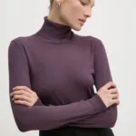 Sisley pulover femei, culoarea violet, light, cu guler, 17Q3M2178