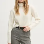 Sisley pulover din amestec de lana femei, culoarea bej, light, cu turtleneck, 106WM201U