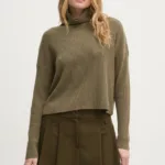 Sisley pulover din amestec de lana femei, culoarea verde, light, cu turtleneck, 106WM201U