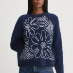 Desigual pulover din amestec de lana CAMBRIDGE femei, culoarea albastru marin, calduros, 24WWJF68