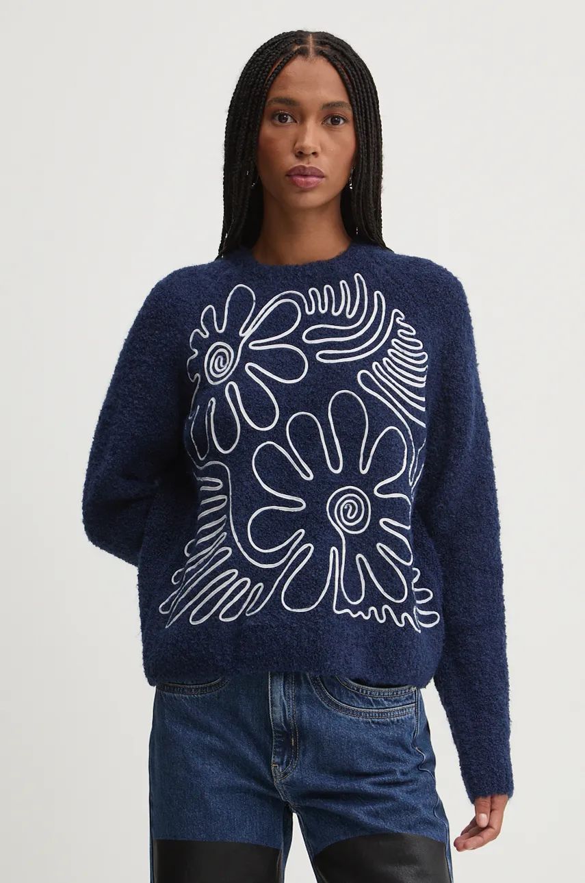 AW24-SWD15R-59X_F1 Desigual pulover din amestec de lana CAMBRIDGE femei, culoarea albastru marin, calduros, 24WWJF68 - imagine 1
