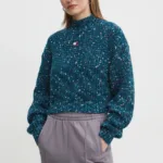 Tommy Jeans pulover din amestec de lana femei, culoarea turcoaz, cu turtleneck, DW0DW18673