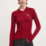 Tommy Jeans pulover femei, culoarea bordo, light, DW0DW19803